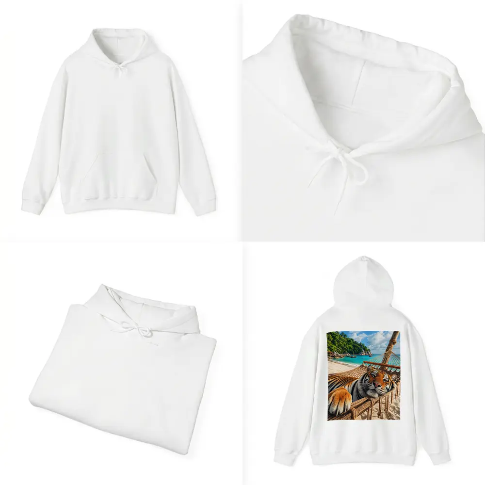 Tiger Relaxing in Hammock Tropical Beach – Hoodies