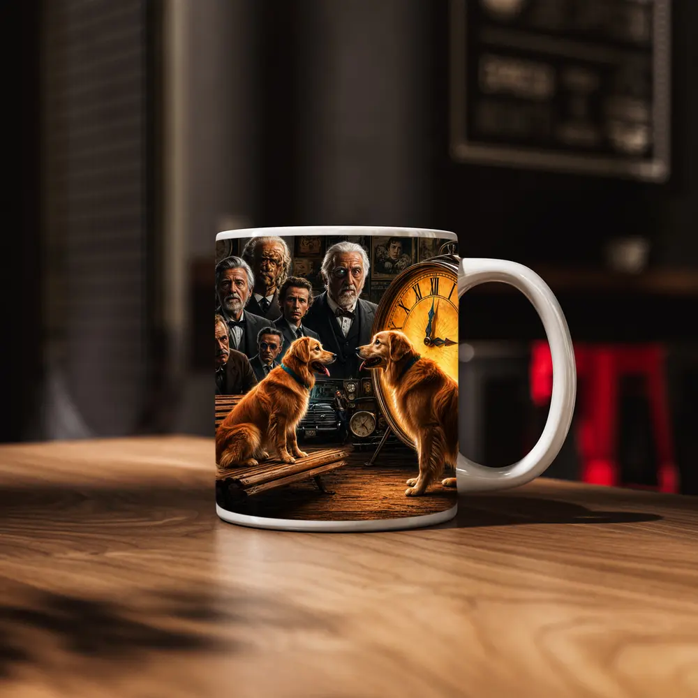 Golden Retrievers Men Vintage Clock Scene – Mugs