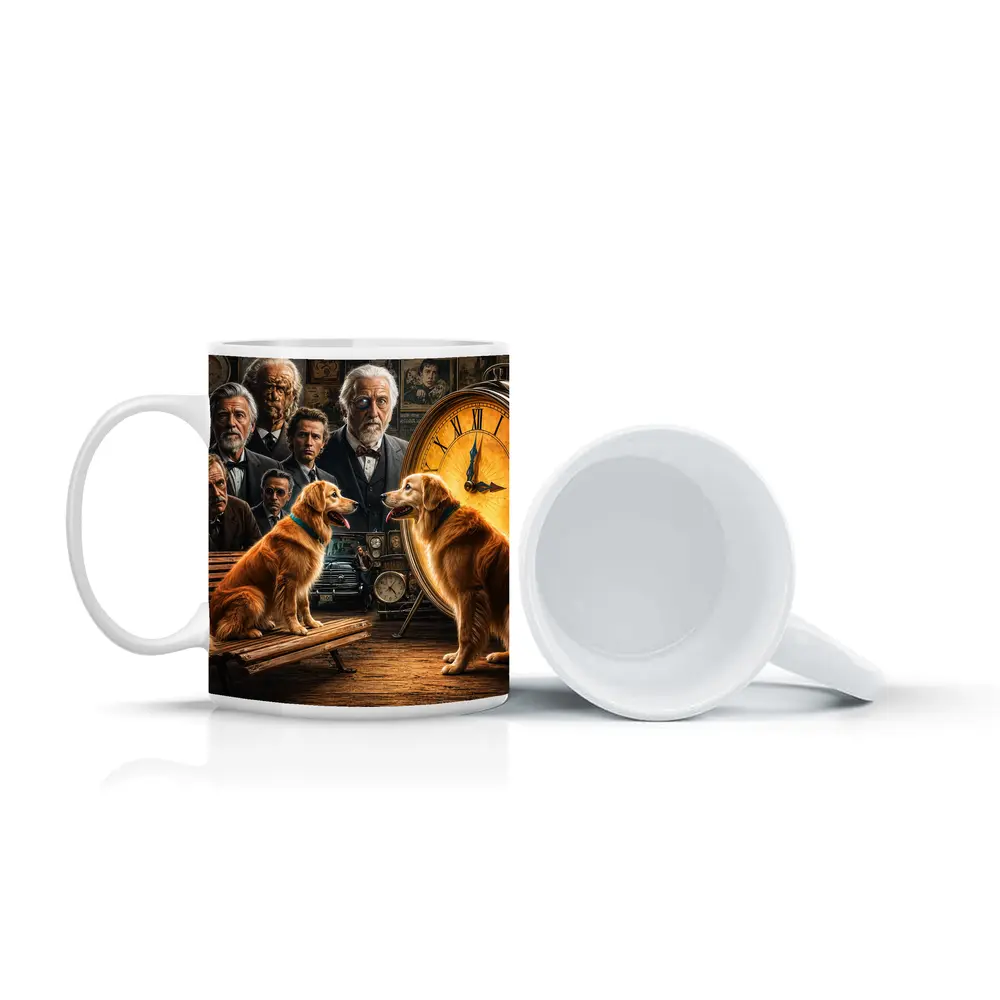 Golden Retrievers Men Vintage Clock Scene – Mugs