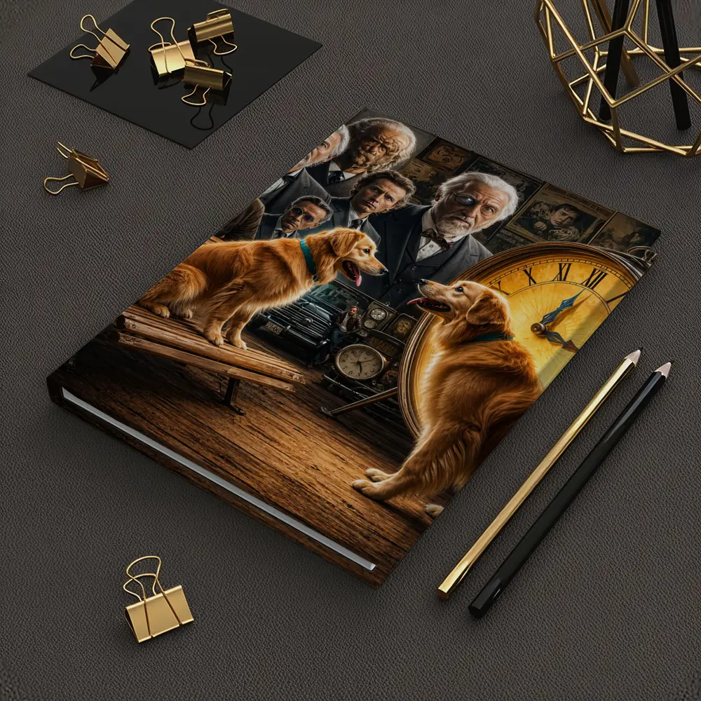 Golden Retrievers Men Vintage Clock Scene – Notebooks