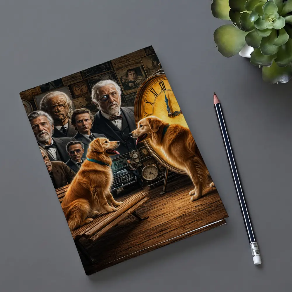 Golden Retrievers Men Vintage Clock Scene – Notebooks