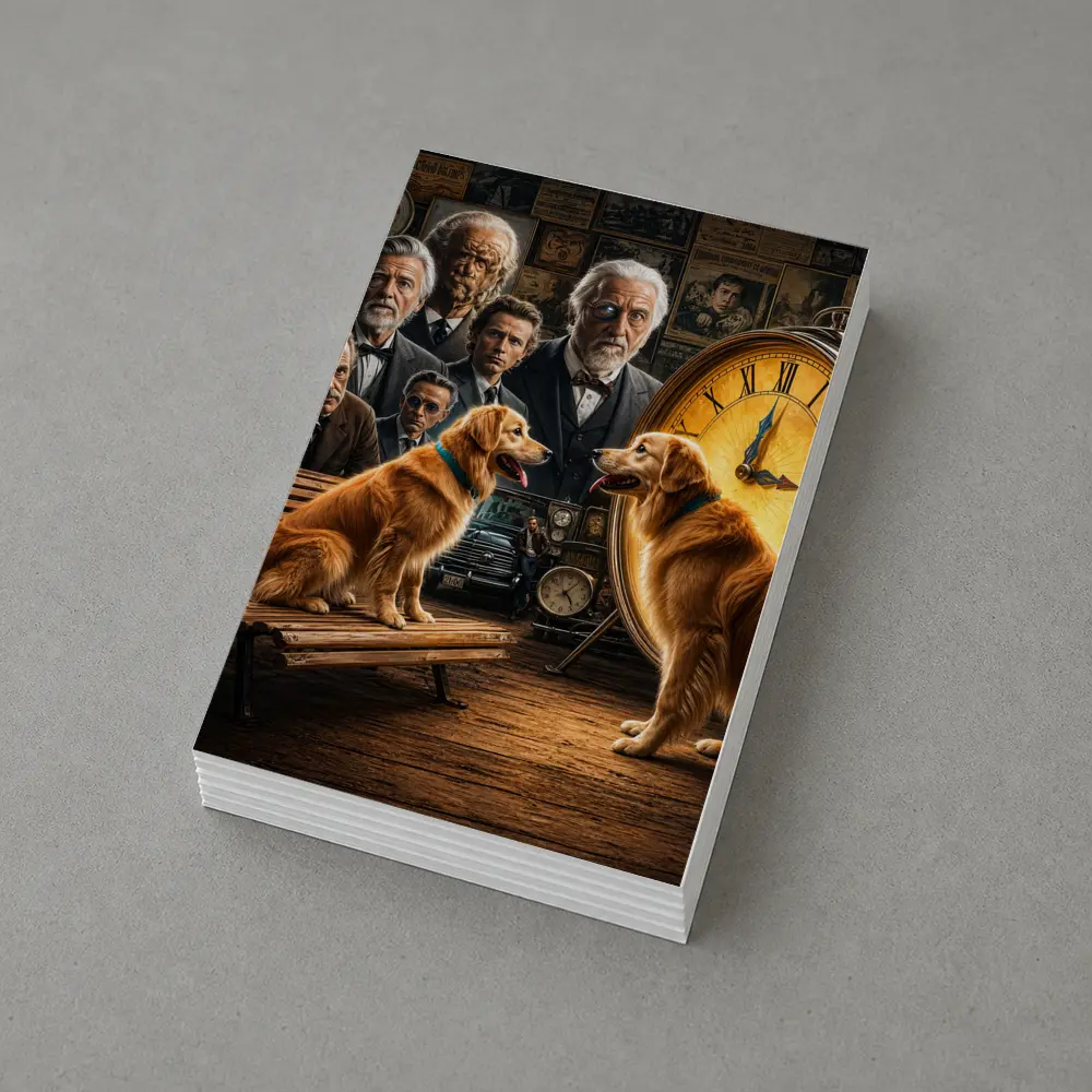 Golden Retrievers Men Vintage Clock Scene – Postcards