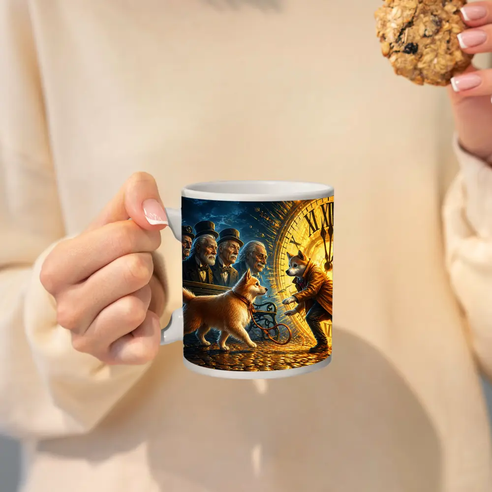 Shiba Inu Dog Giant Clock Fantasy Scene – Mugs