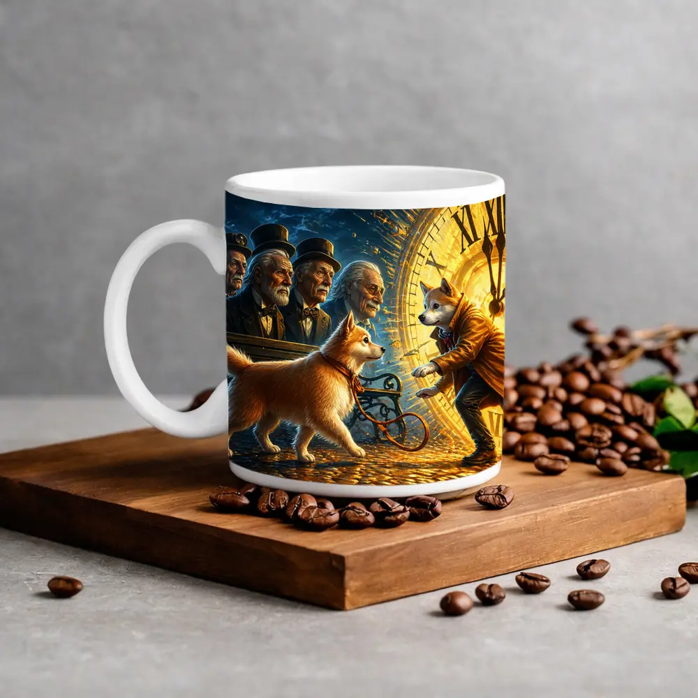Shiba Inu Dog Giant Clock Fantasy Scene – Mugs