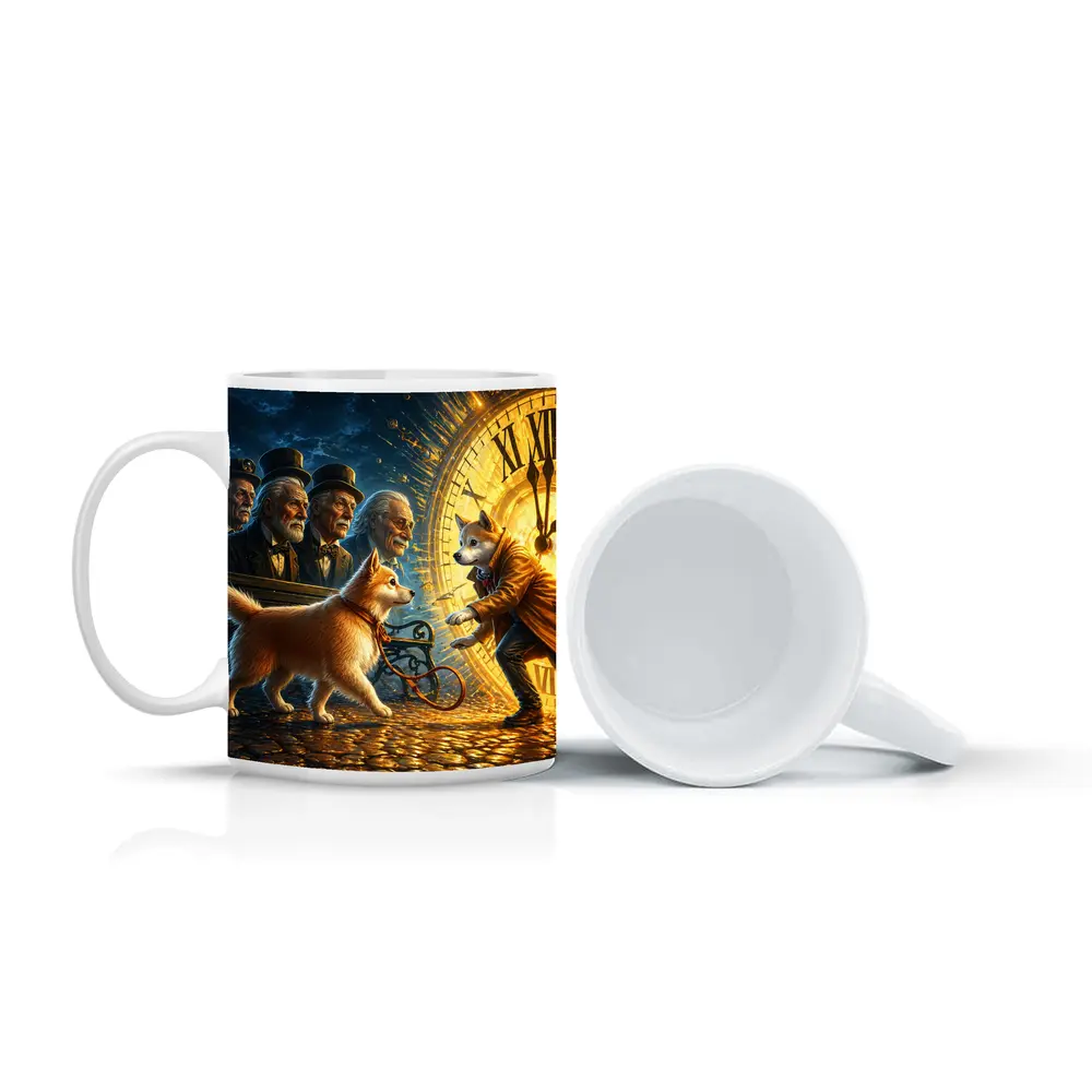 Shiba Inu Dog Giant Clock Fantasy Scene – Mugs