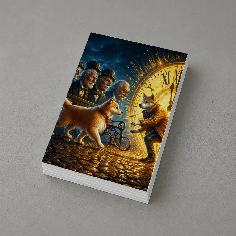 Shiba Inu Dog Giant Clock Fantasy Scene – Postcards