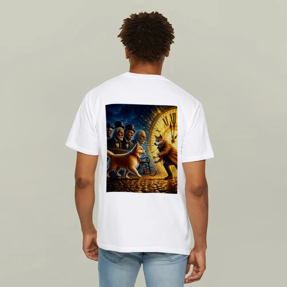Shiba Inu Dog Giant Clock Fantasy Scene – T-Shirts