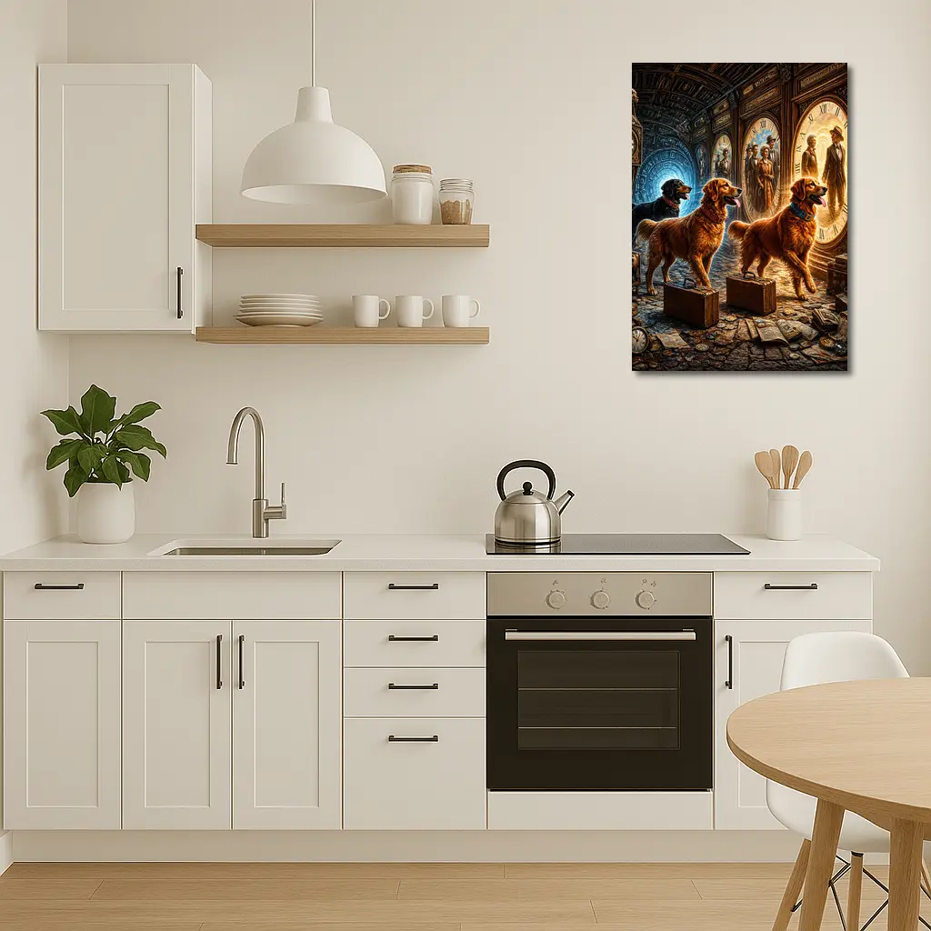 Golden Retrievers Time Travel Steampunk Adventure – Wall Art