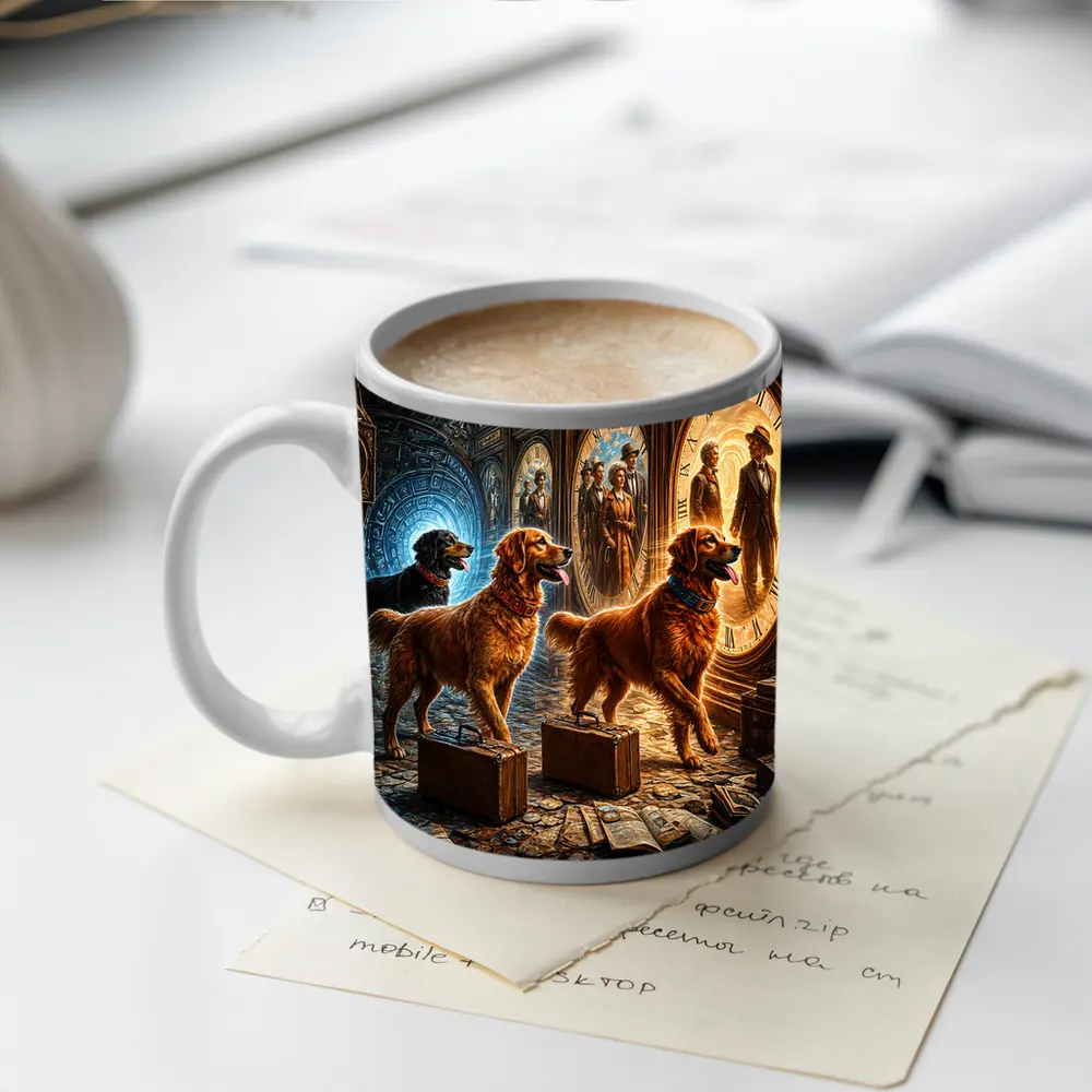Golden Retrievers Time Travel Steampunk Adventure – Mugs