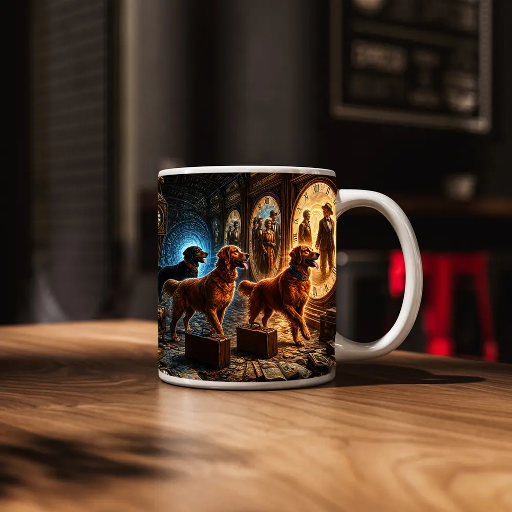 Golden Retrievers Time Travel Steampunk Adventure – Mugs
