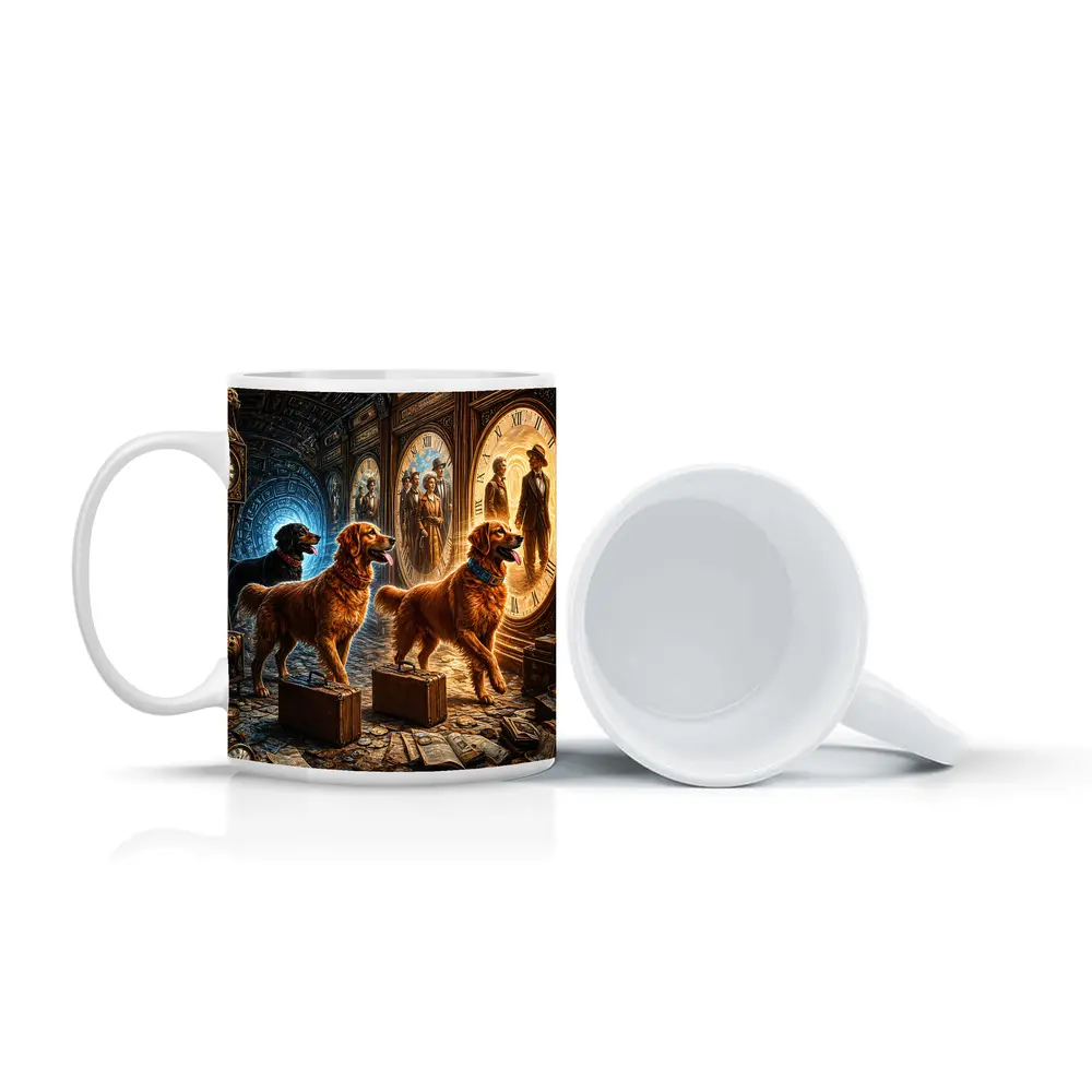 Golden Retrievers Time Travel Steampunk Adventure – Mugs