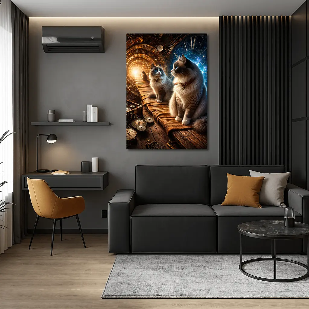 Ragdoll Cats Steampunk Space Time Portal – Wall Art