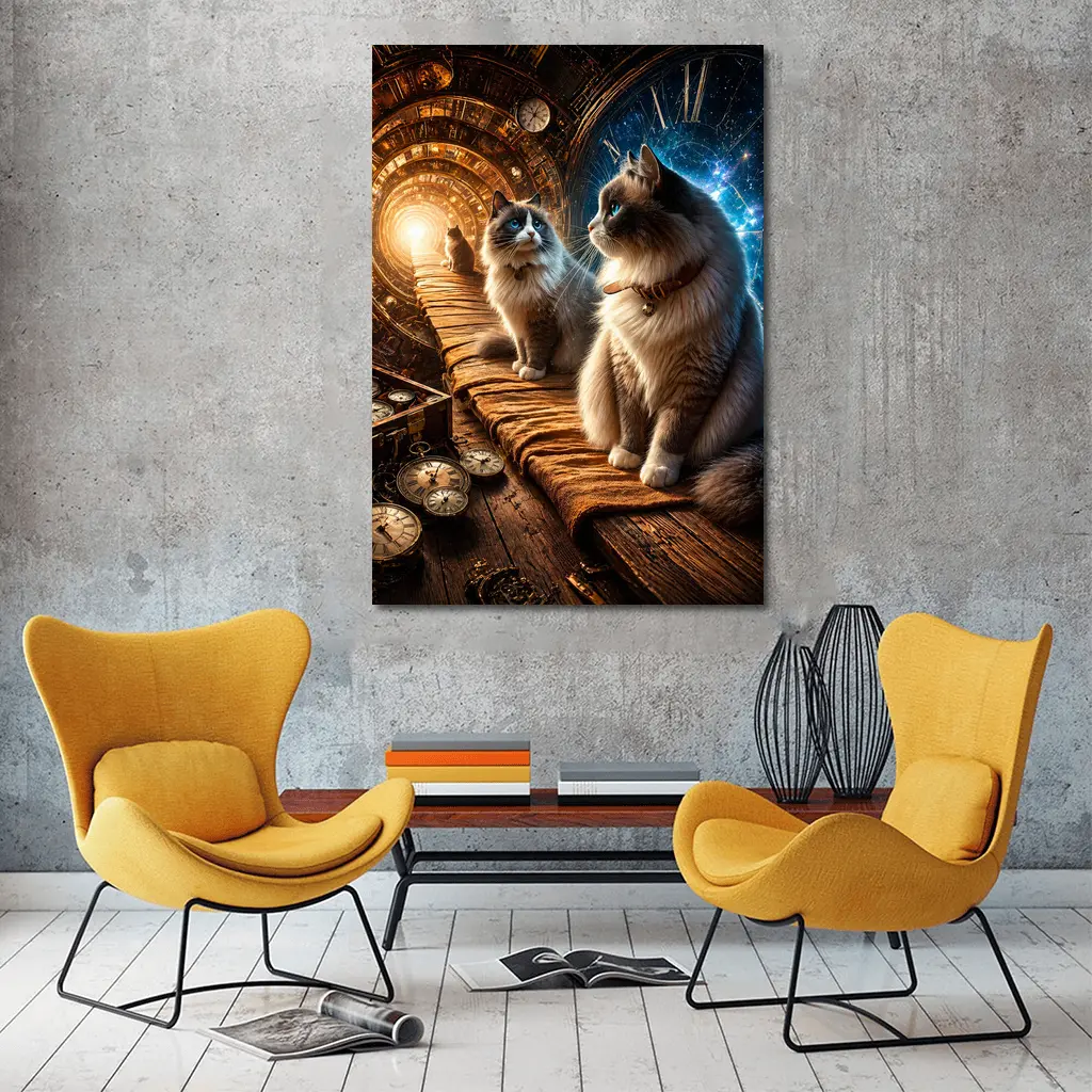 Ragdoll Cats Steampunk Space Time Portal – Wall Art