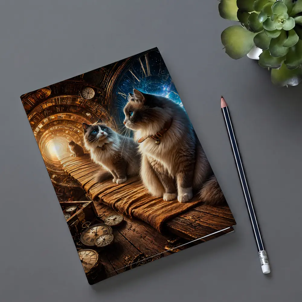 Ragdoll Cats Steampunk Space Time Portal – Notebooks
