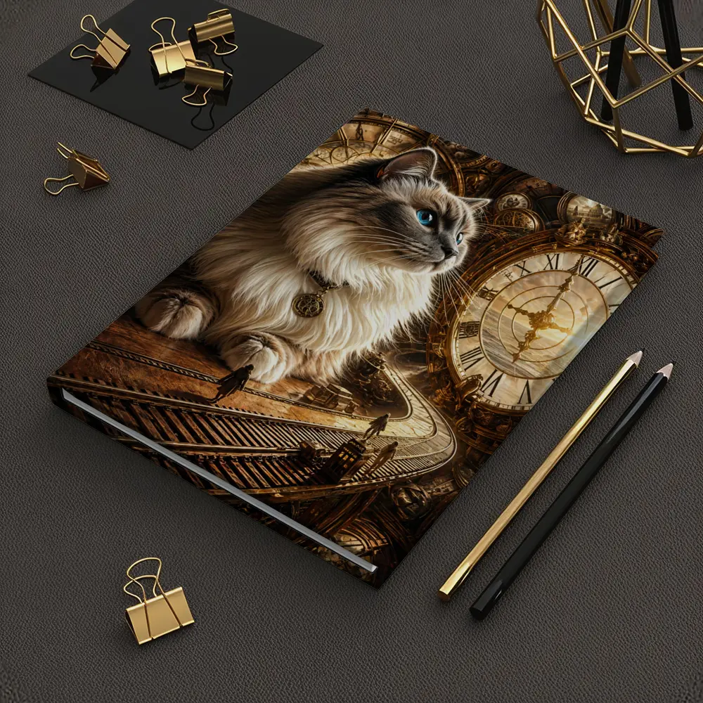 Ragdoll Cat Steampunk Clocks Fantasy Scene – Notebooks
