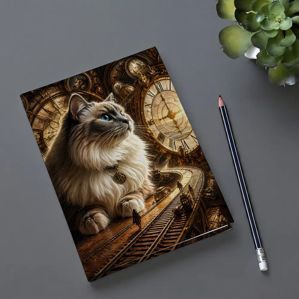Ragdoll Cat Steampunk Clocks Fantasy Scene – Notebooks