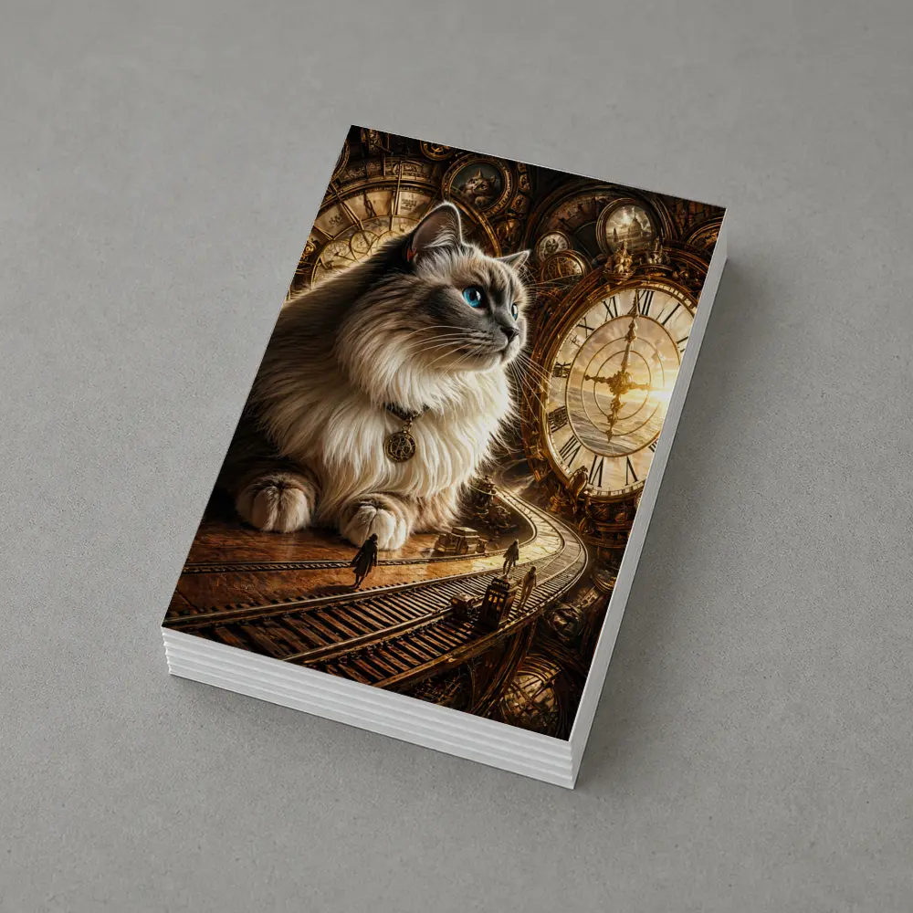Ragdoll Cat Steampunk Clocks Fantasy Scene – Postcards