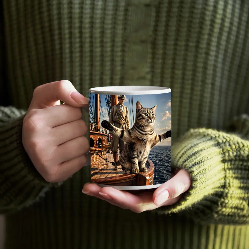 Tabby Cat Sailing Ship Ocean Adventure – Mugs