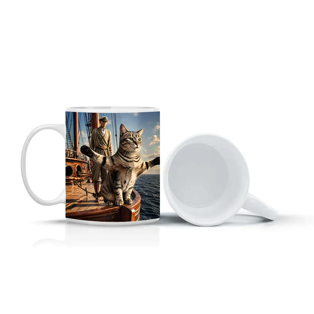 Tabby Cat Sailing Ship Ocean Adventure – Mugs
