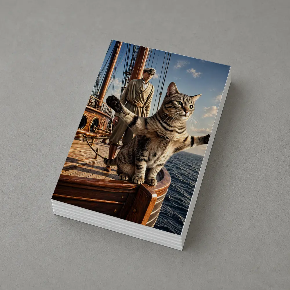 Tabby Cat Sailing Ship Ocean Adventure – Postcards