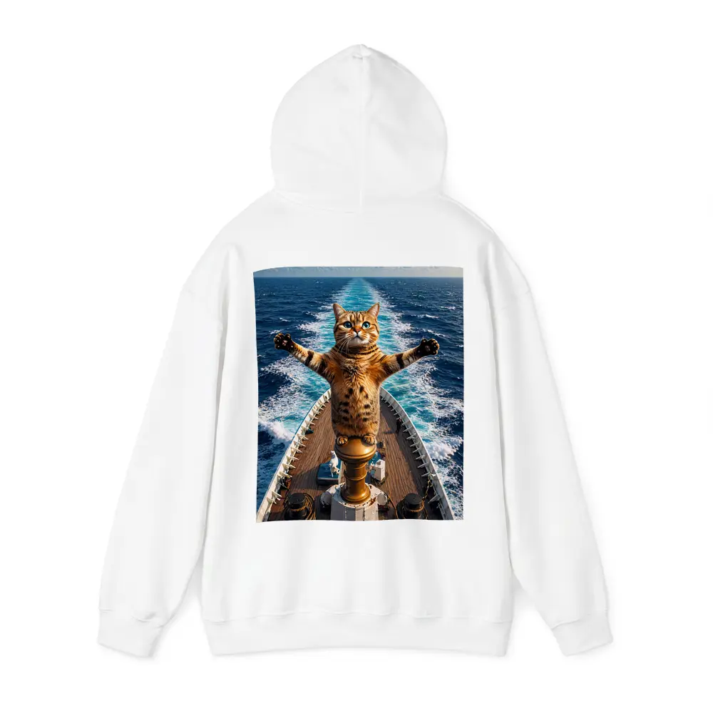 Bengal Cat Standing on Ship Bow Ocean – Hoodies