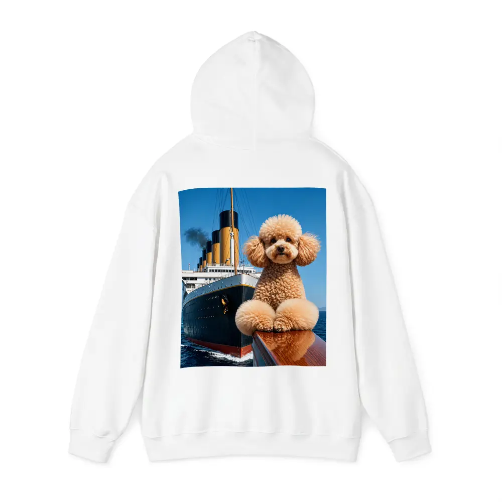 Poodle Dog Posing on Titanic Ship Bow – Hoodies