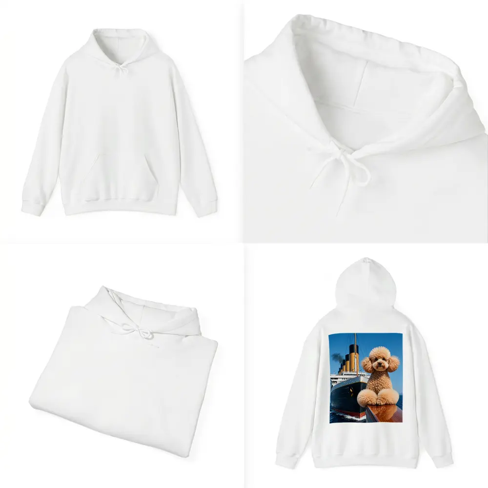 Poodle Dog Posing on Titanic Ship Bow – Hoodies