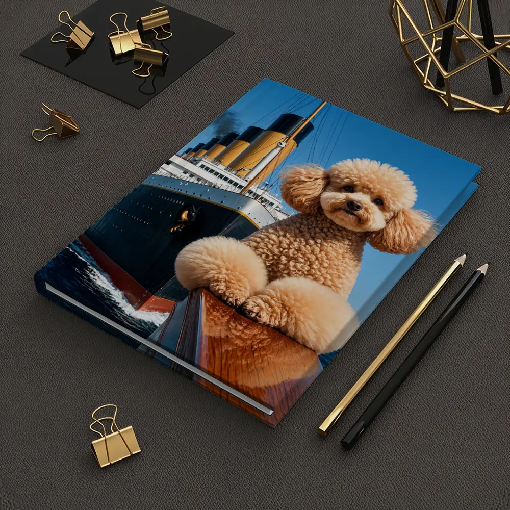 Poodle Dog Posing on Titanic Ship Bow – Notebooks
