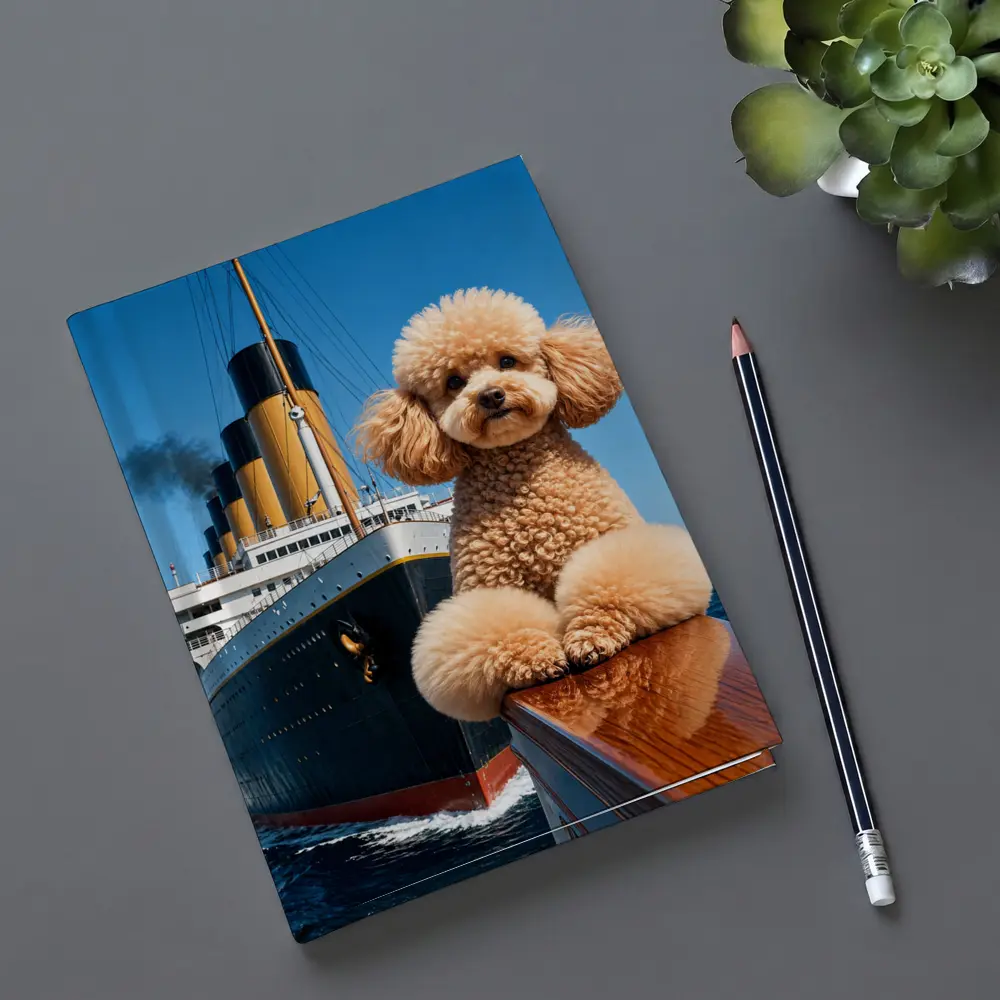 Poodle Dog Posing on Titanic Ship Bow – Notebooks