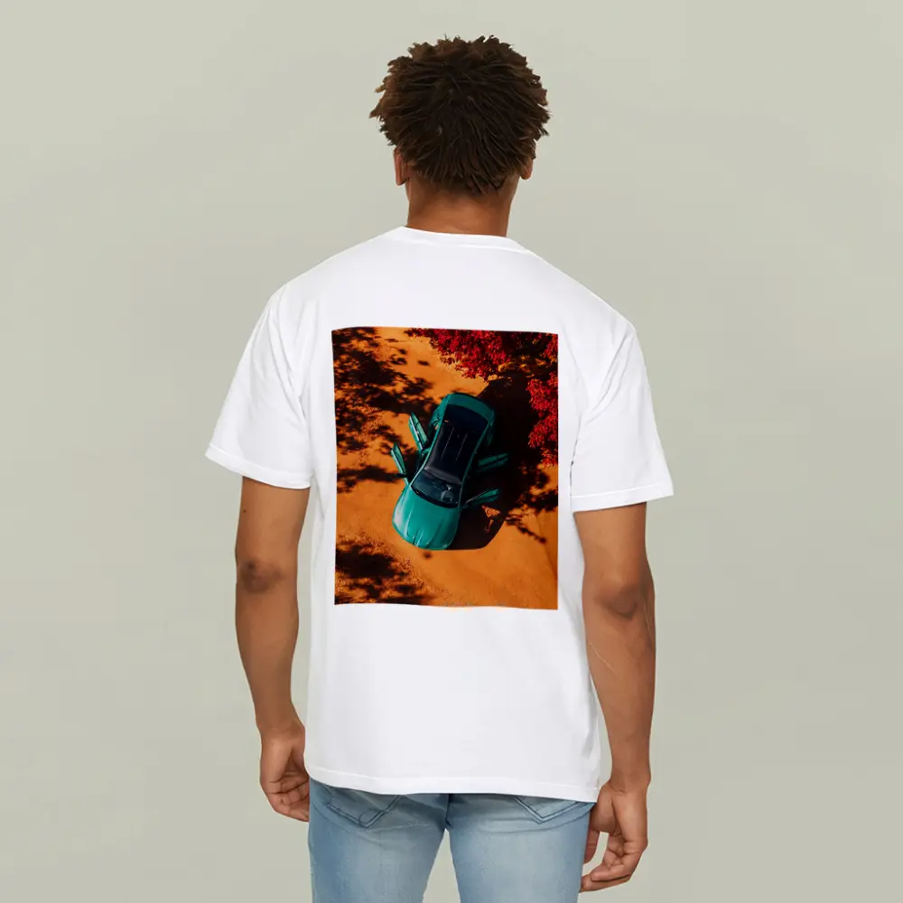 Green BMW M3 Aerial View Red Trees – T-Shirts