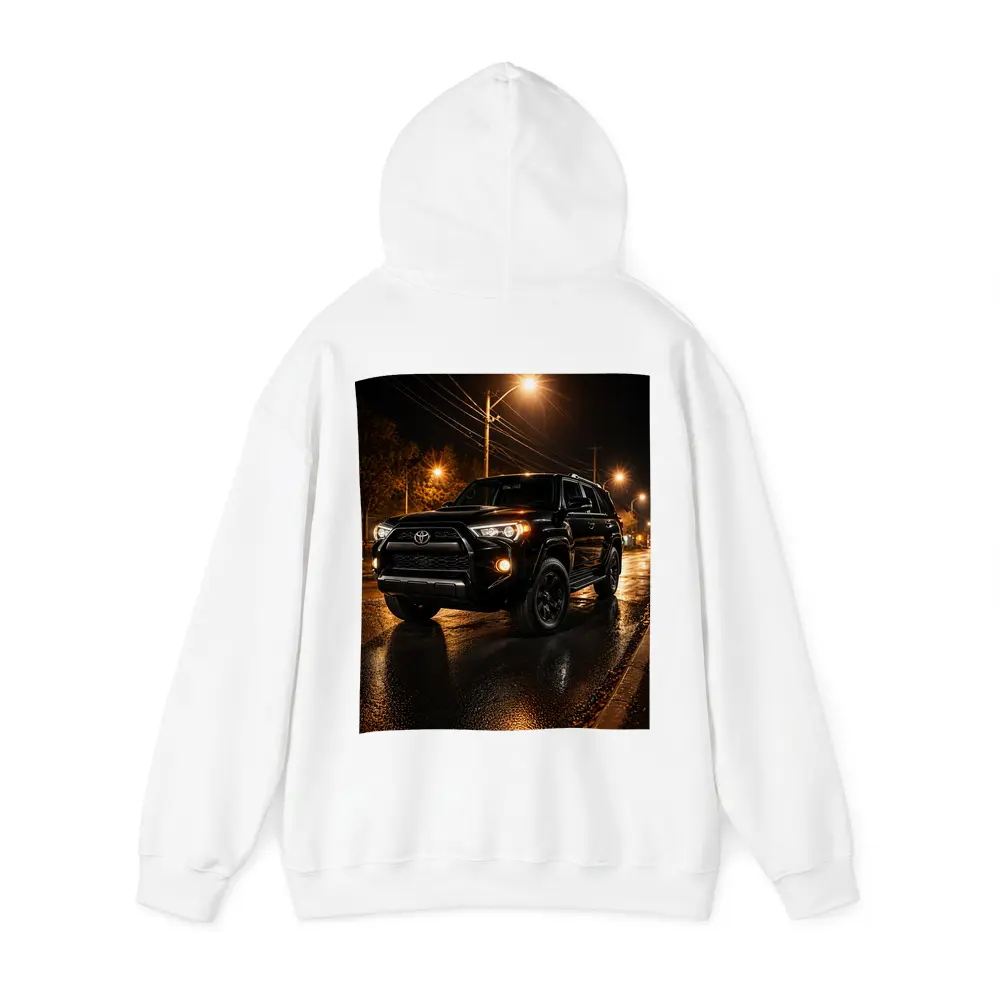 Toyota 4Runner Black SUV Rainy Night Street – Hoodies