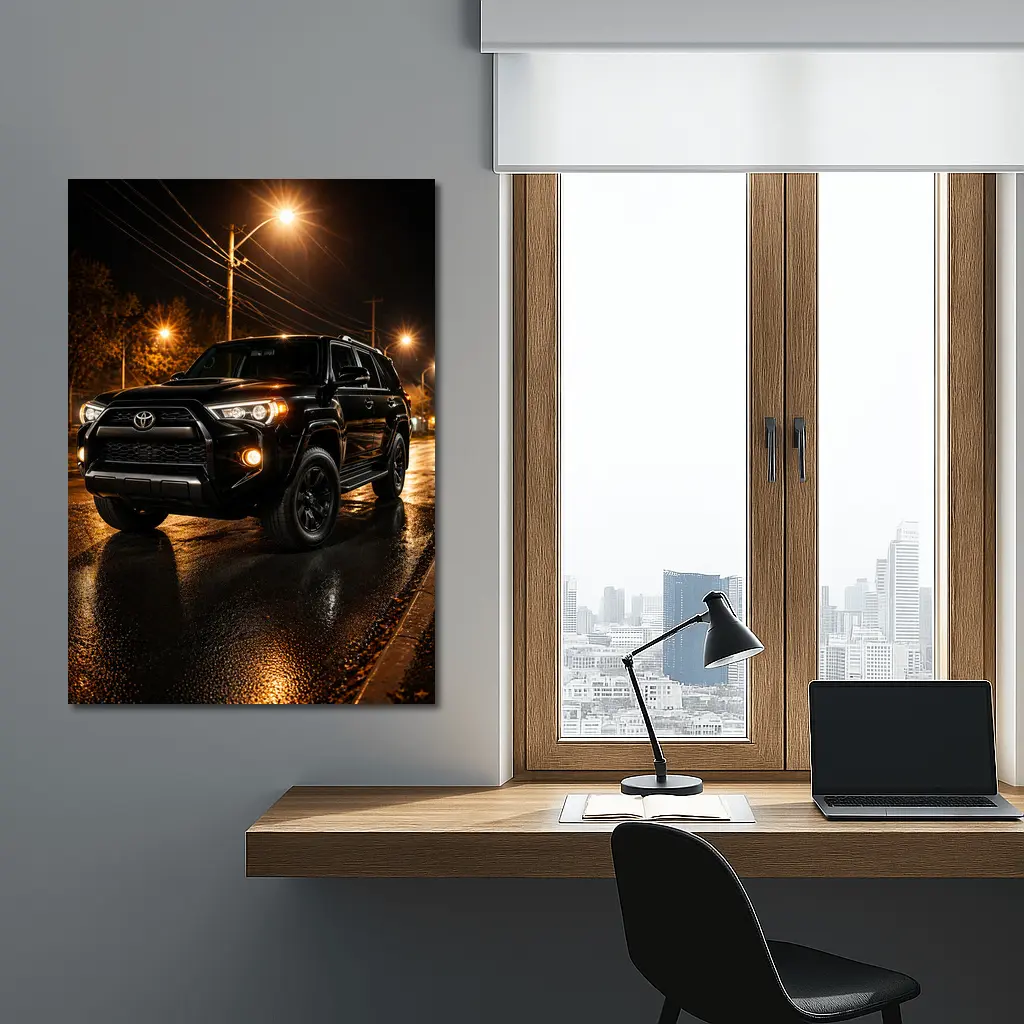 Toyota 4Runner Black SUV Rainy Night Street – Wall Art