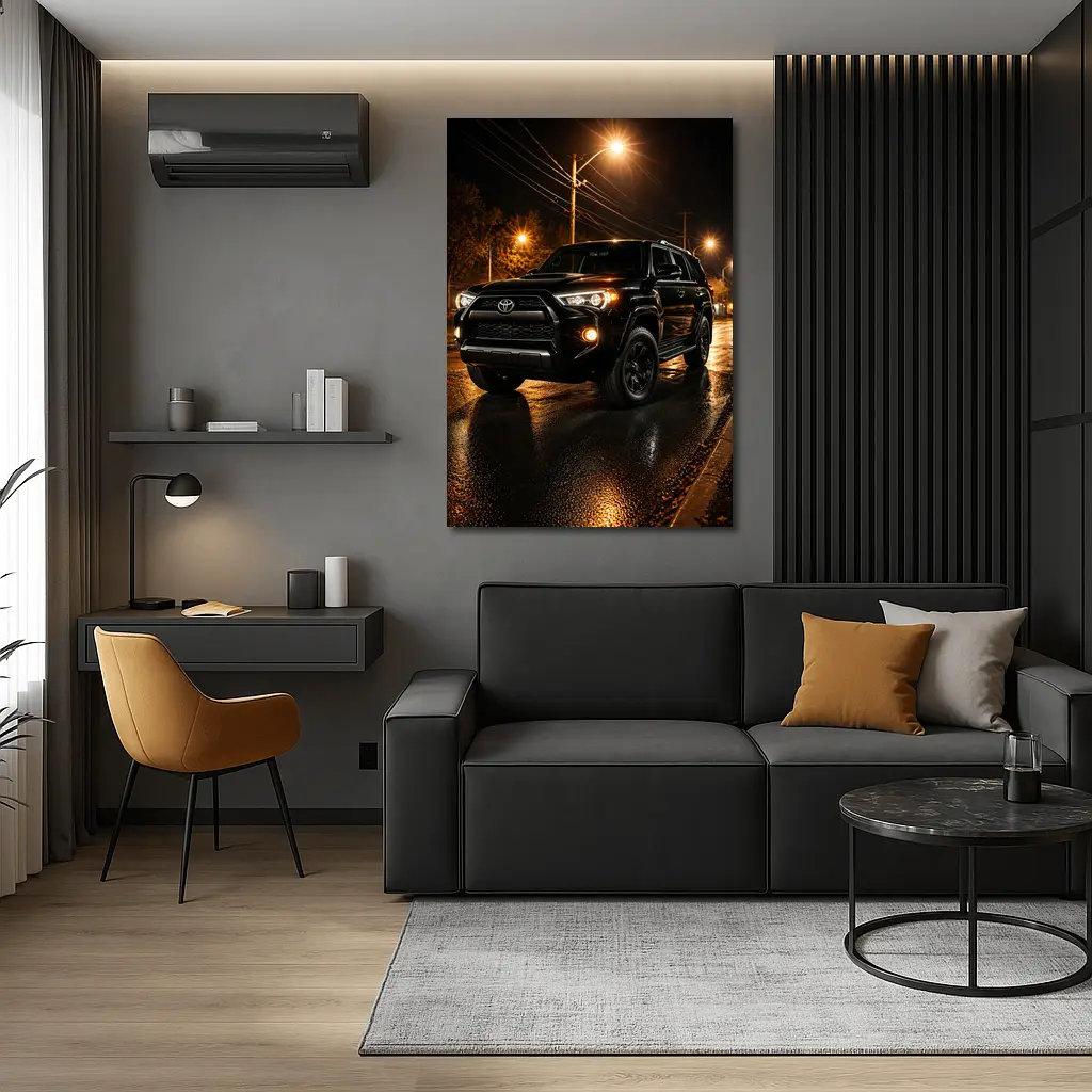 Toyota 4Runner Black SUV Rainy Night Street – Wall Art