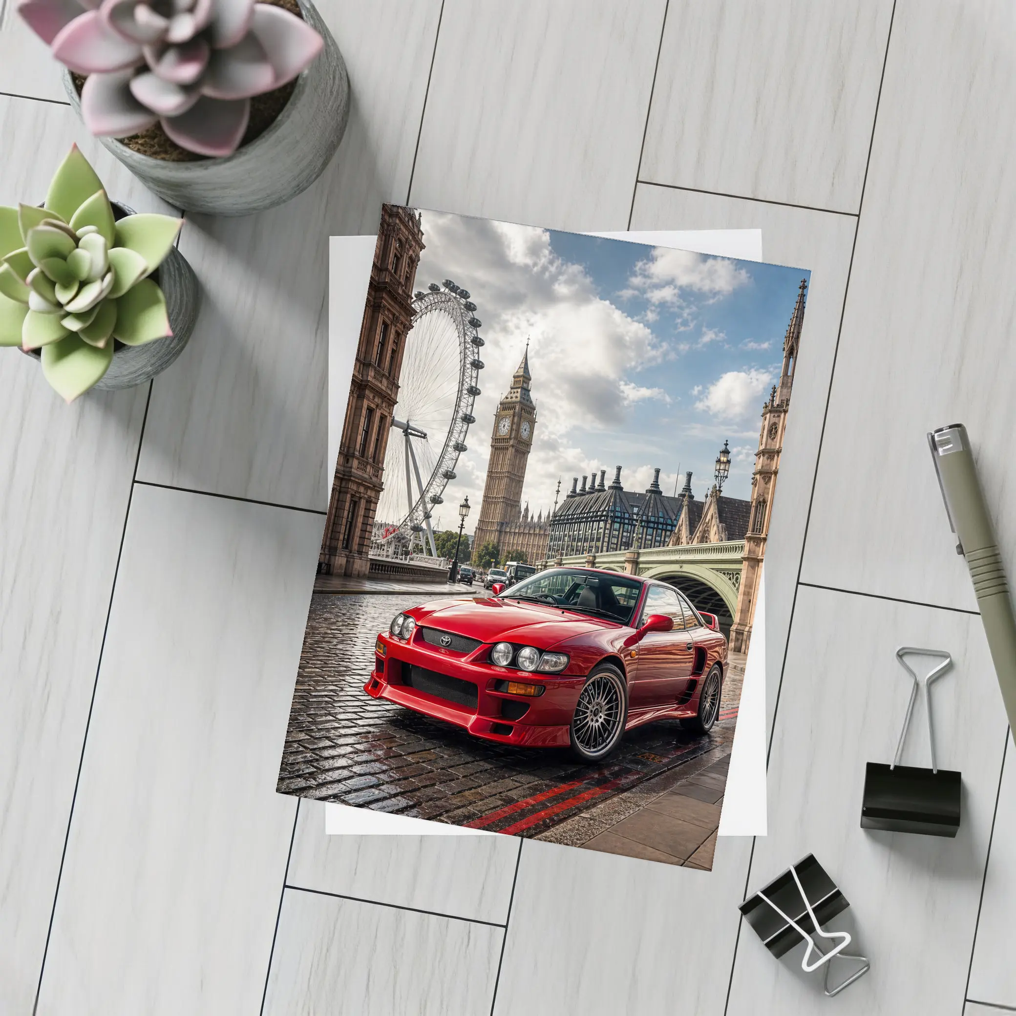 Toyota Altezza Red Car London Big Ben – Postcards