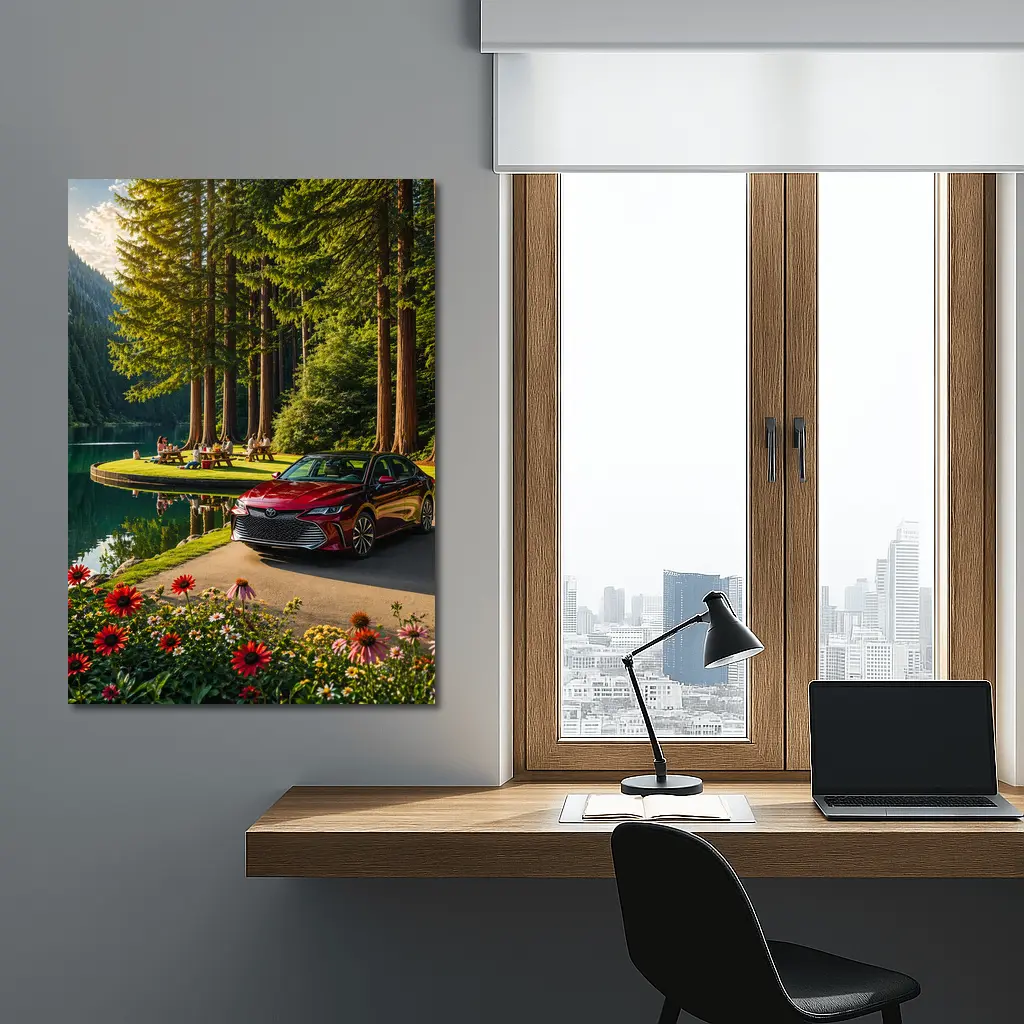 Toyota Avalon Red Sedan Forest Lake – Wall Art