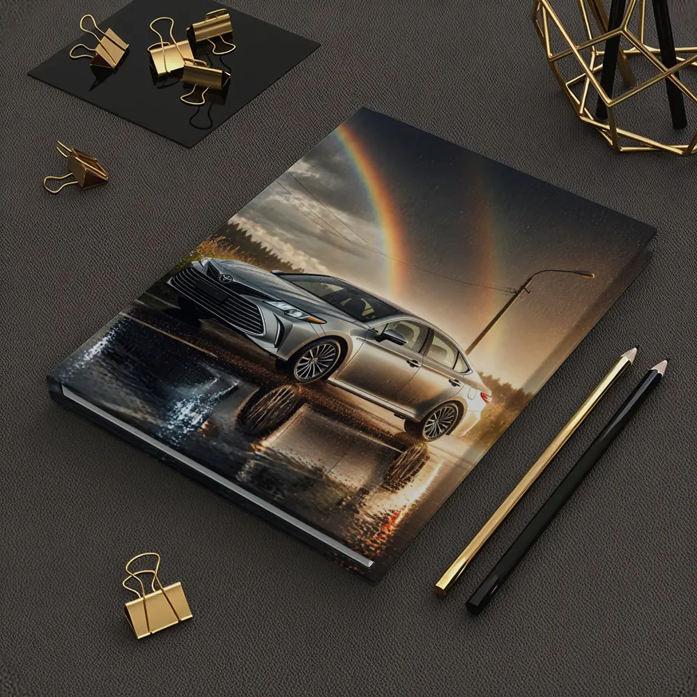 Toyota Avalon Silver Sedan Rainy Rainbow Road – Notebooks
