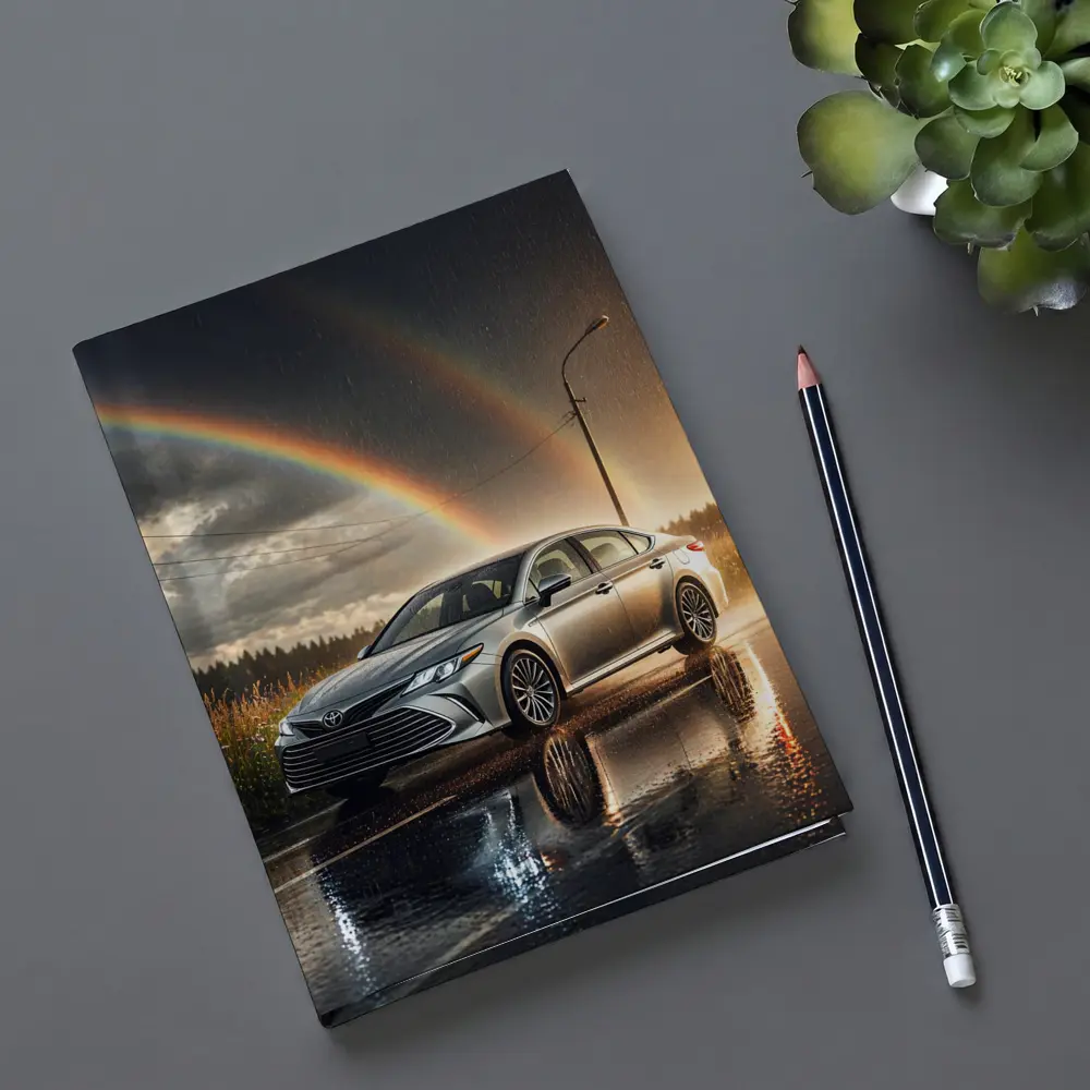 Toyota Avalon Silver Sedan Rainy Rainbow Road – Notebooks