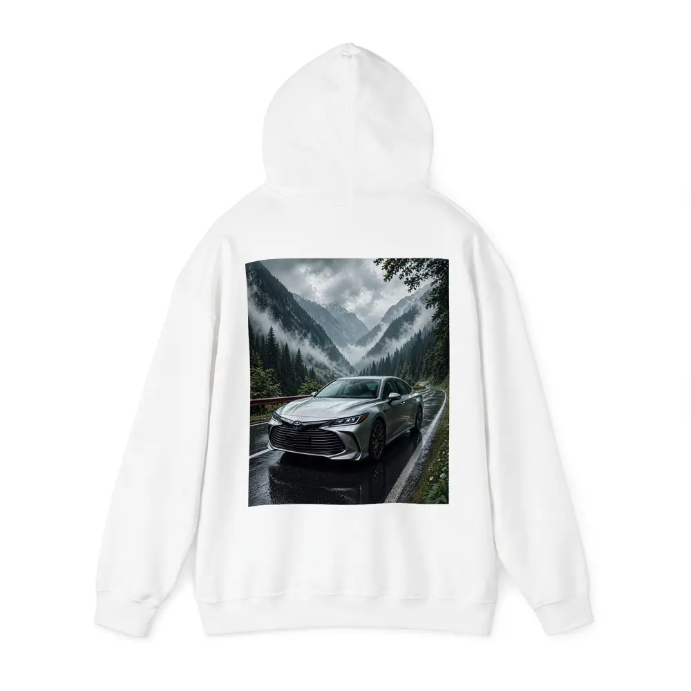 Toyota Avalon Silver Sedan Rainy Mountain Road – Hoodies