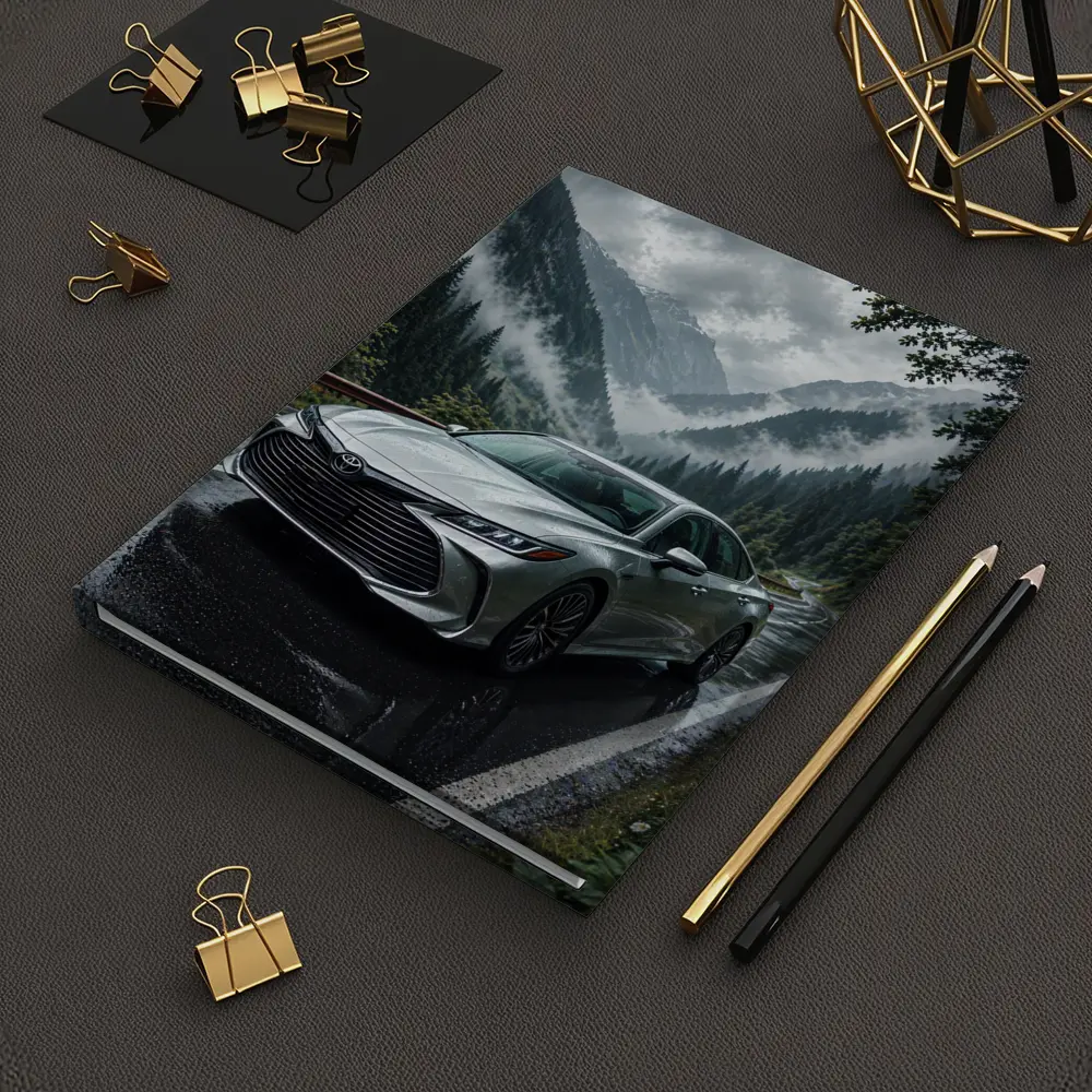 Toyota Avalon Silver Sedan Rainy Mountain Road – Notebooks