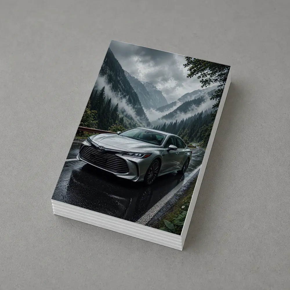 Toyota Avalon Silver Sedan Rainy Mountain Road – Postcards