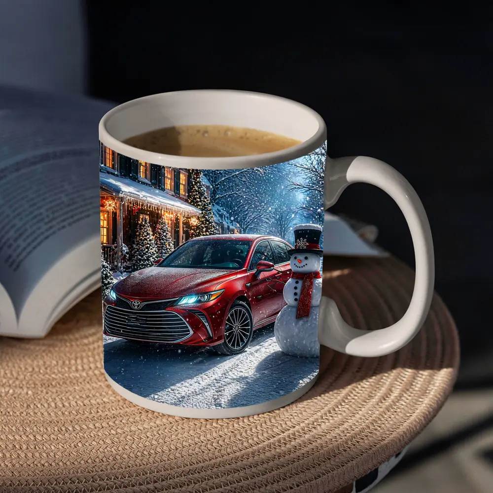 Toyota Avalon Red Sedan Winter Snow Scene – Mugs