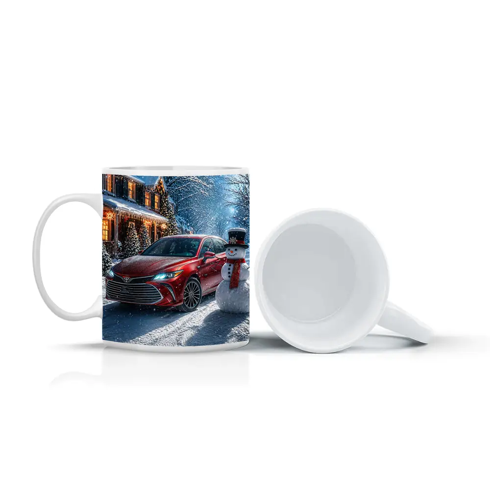Toyota Avalon Red Sedan Winter Snow Scene – Mugs