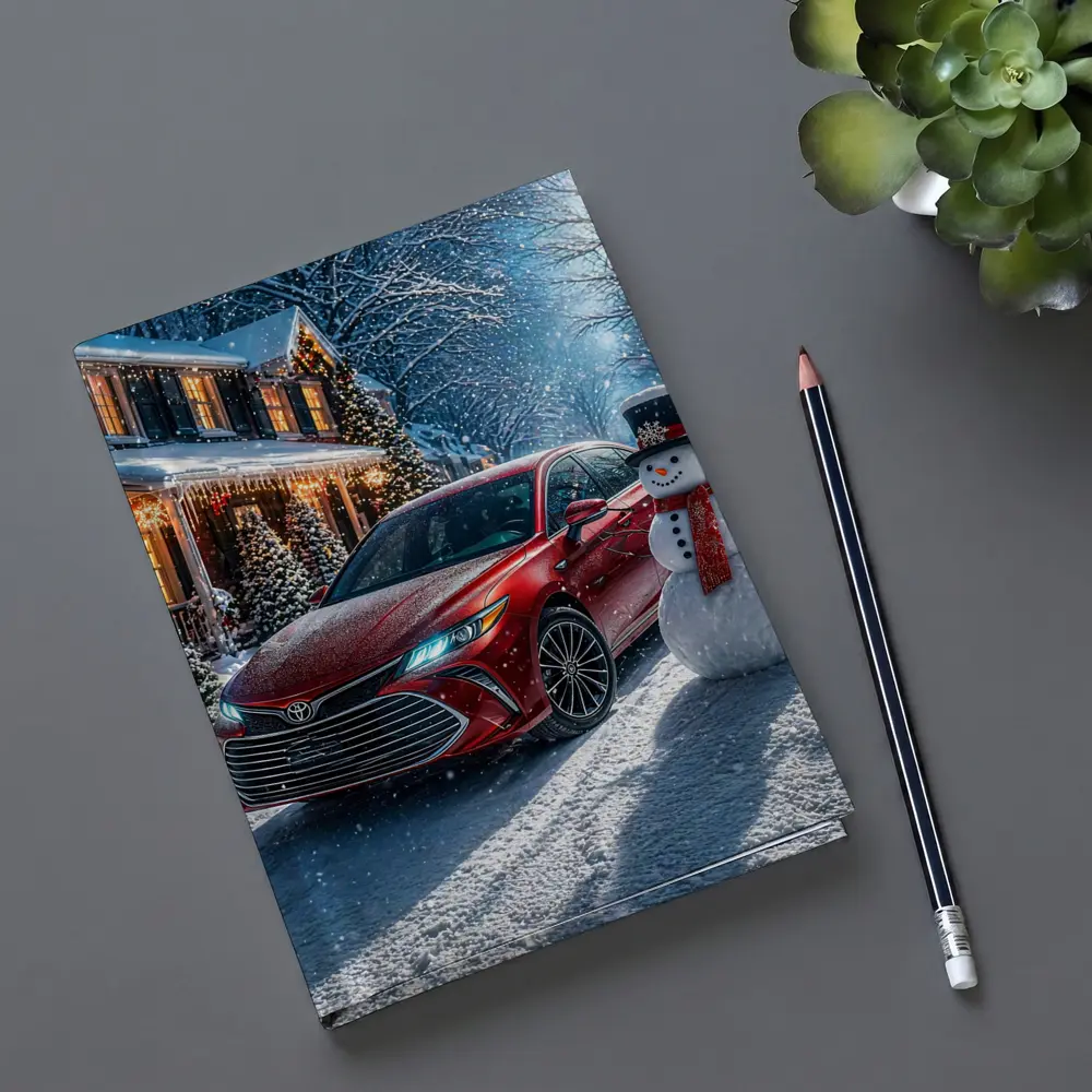 Toyota Avalon Red Sedan Winter Snow Scene – Notebooks