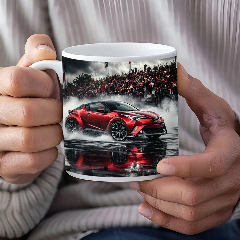 Toyota C-HR Red Drifting Wet Track Crowd – Mugs