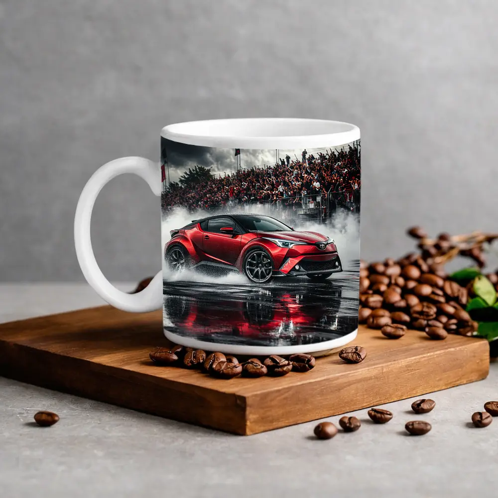 Toyota C-HR Red Drifting Wet Track Crowd – Mugs