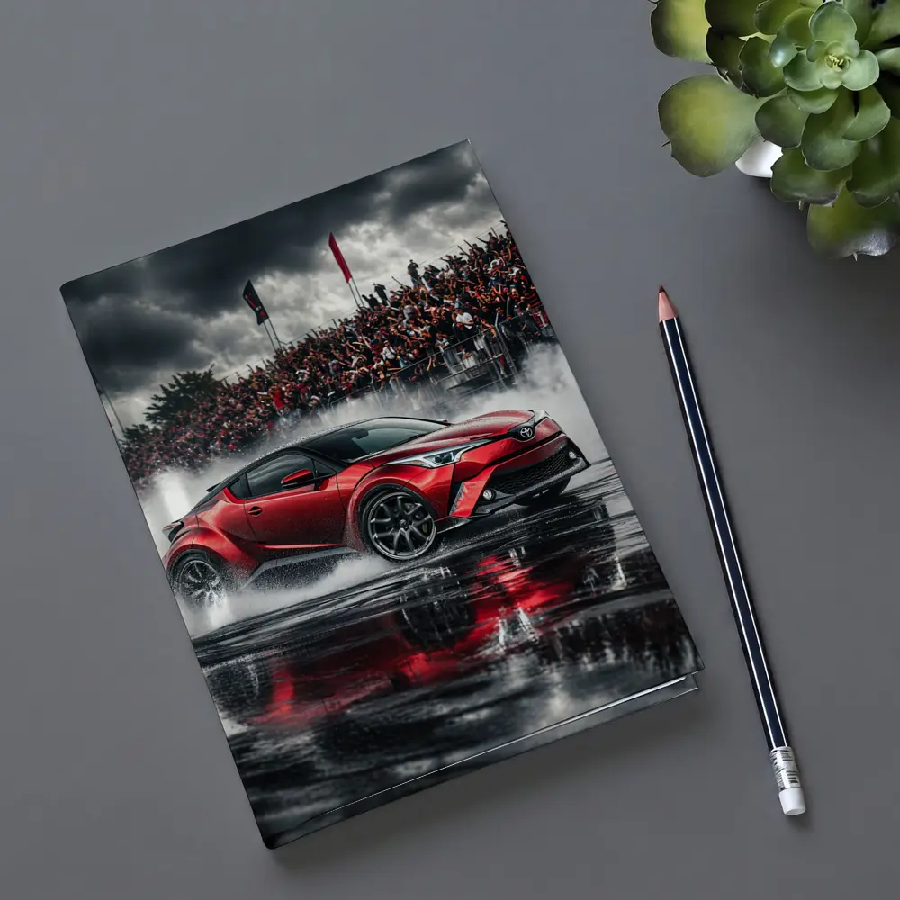 Toyota C-HR Red Drifting Wet Track Crowd – Notebooks