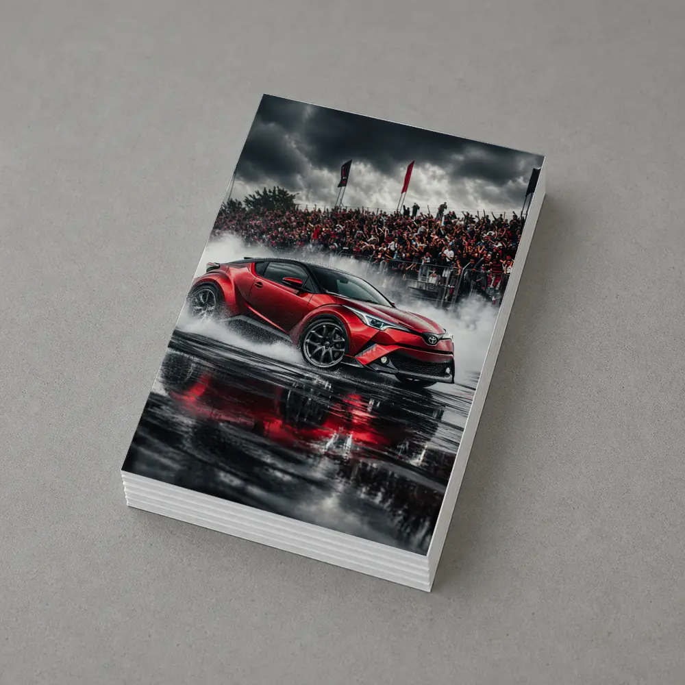 Toyota C-HR Red Drifting Wet Track Crowd – Postcards