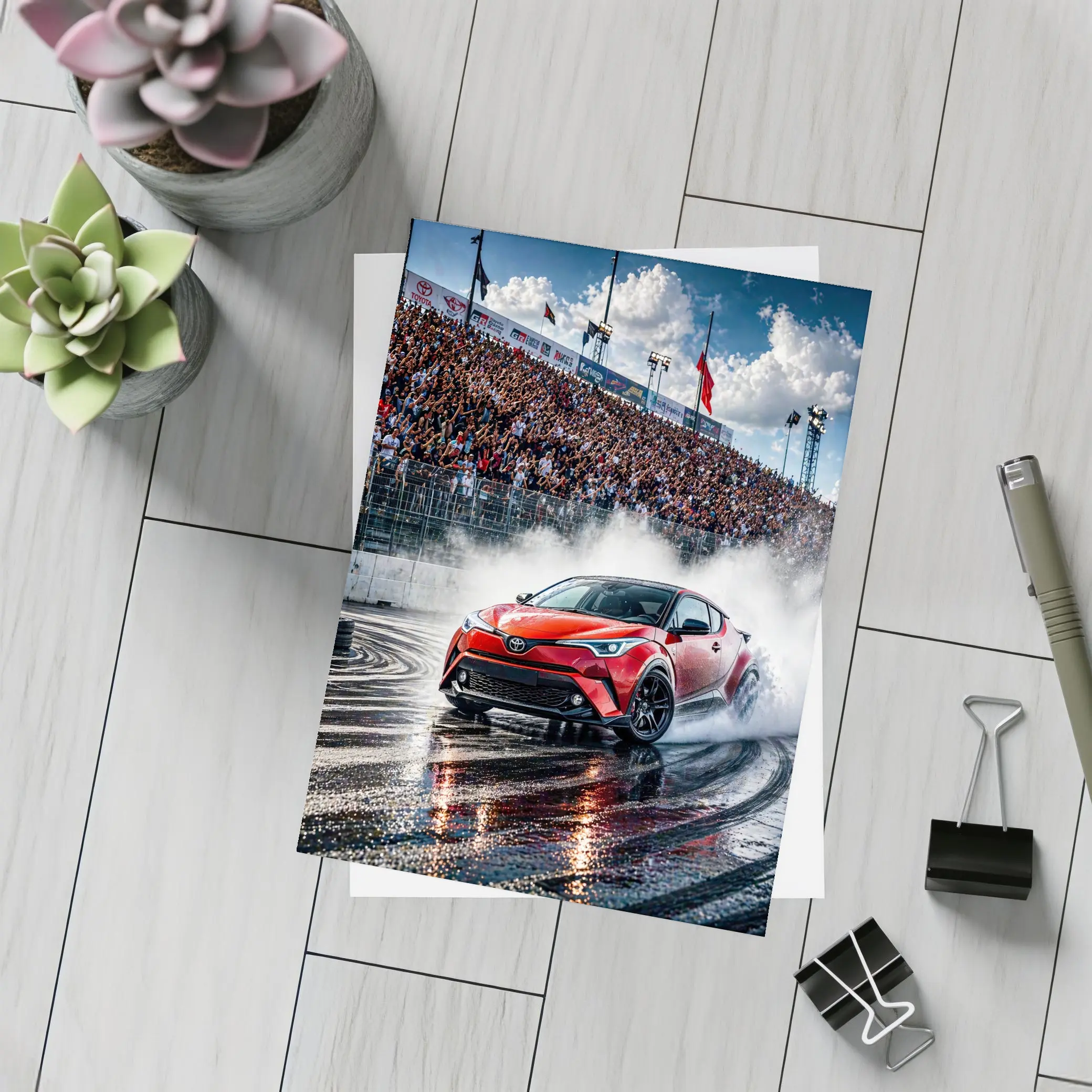 Toyota C-HR Drifting Wet Track Crowd – Postcards