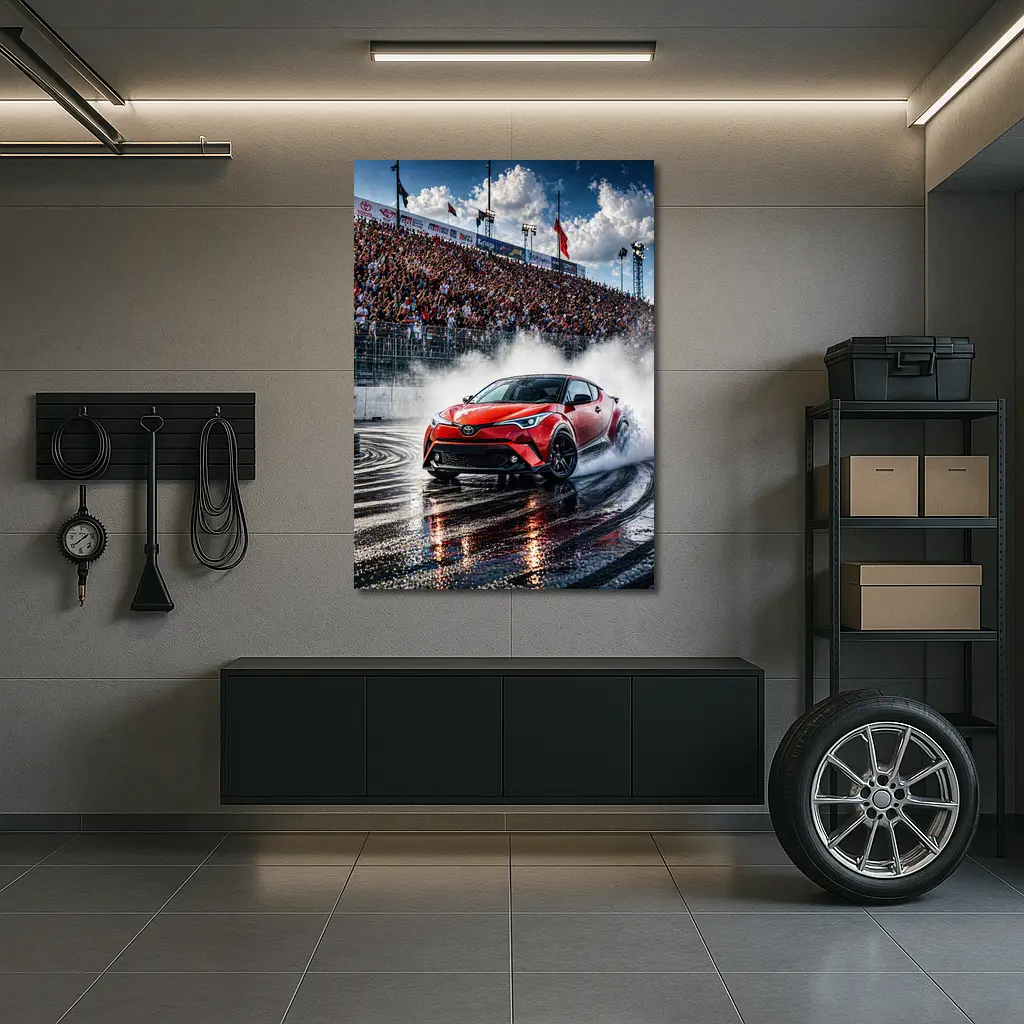 Toyota C-HR Drifting Wet Track Crowd – Wall Art