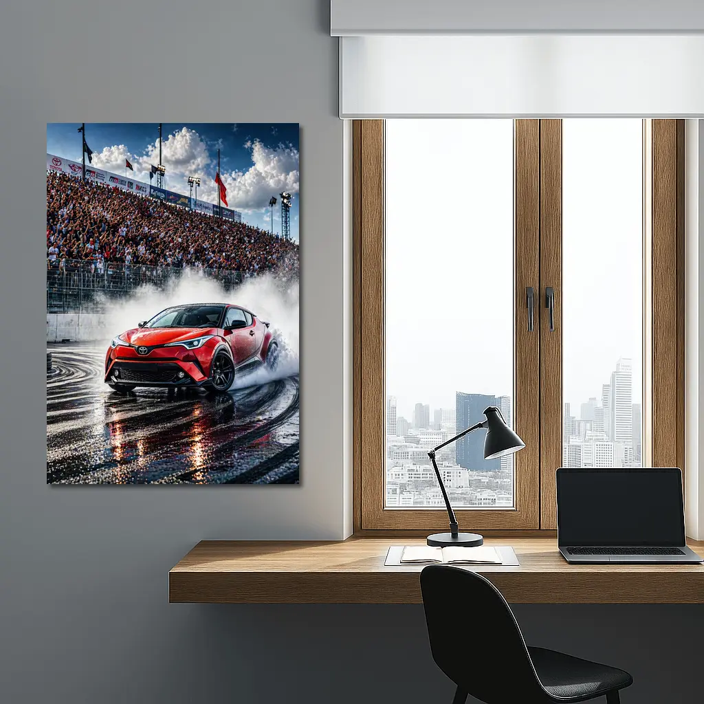 Toyota C-HR Drifting Wet Track Crowd – Wall Art